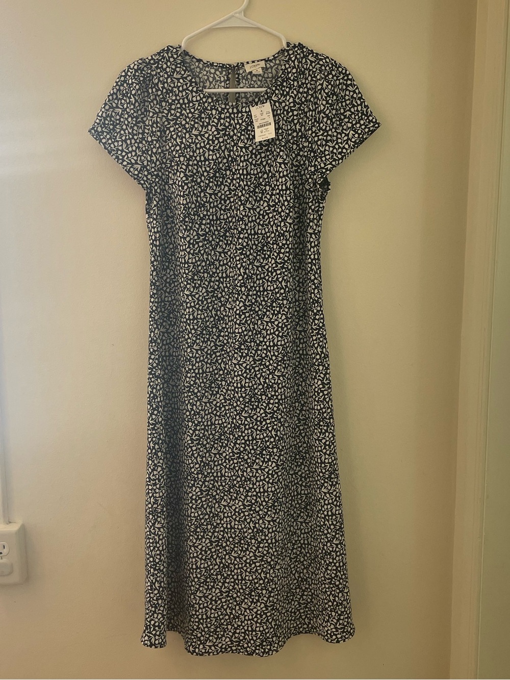 NWT J Crew Navy and White Floral Midi Dress